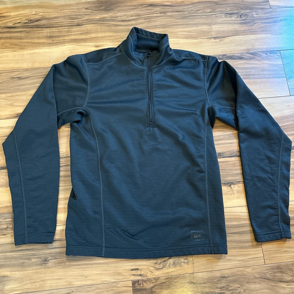 REI Coop Shirt Men Small Gray Quarter Zip Polertec Fleece Base Layer Hiking